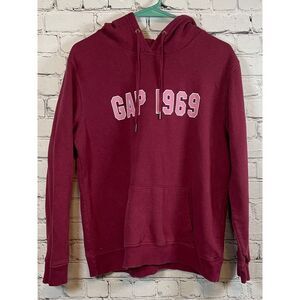 GAP 1969 Classic Burgundy Pullover Hoodie Sweatshirt Casual Cotton Blend Size M‎